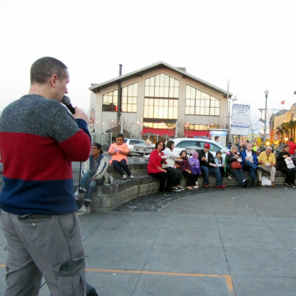 ANDY PREACHES AT FISHERMAN'S WHARF